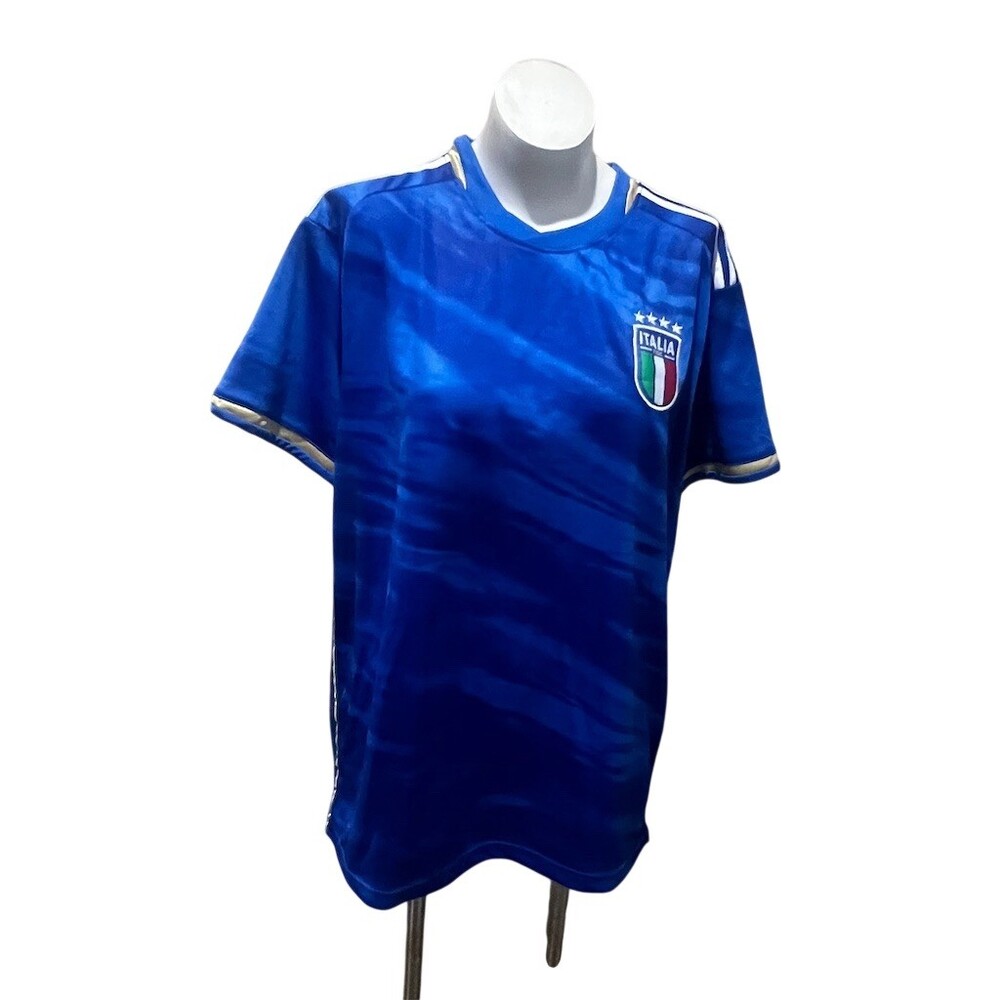 adidas Italy FIGC Home Soccer Jersey Unisex XL Blue Short Sleeve CORONA